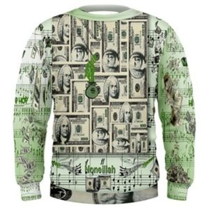 Noneillah's Men Music Note and Money Sweatshirt